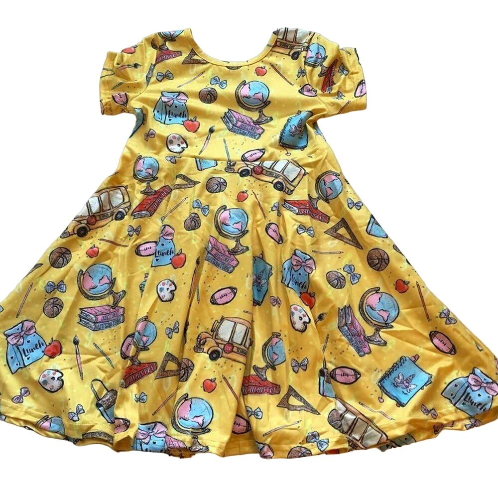 New Silky ruffled twirl dress short sleeved size 7